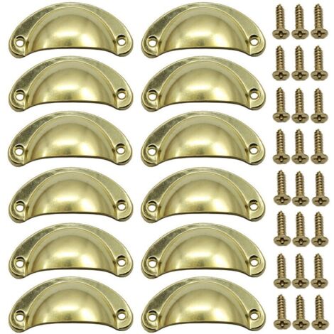Poignée Bouton de Porte Décoration Rétro pour Meuble Tiroir Poignée de Coquille Vintage pour Tiroir Armoire Meuble Cuisine Fer Incurvé Bouton de Porte de Placard Retro Pour Armoire(12PCS) (1/3)