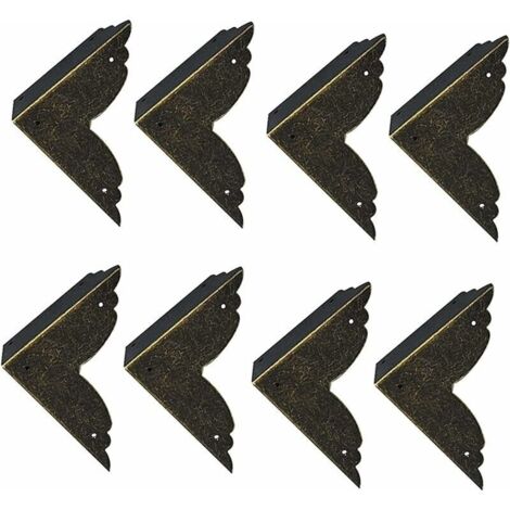 8 pièces Vintage Protecteur Décoratif d'angle en Fer protecteurs d'angle en métal pour Meubles De Protection d'angle De Meuble en Bronze pour Meuble et Boîte en Bois Coffret à Bijoux Bronze 707020mm,V