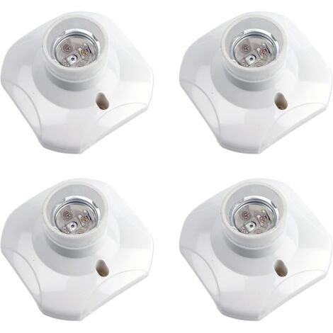 Douille de plafonnier E27 à vis, douille murale/murale avec culot E27, AC 230 V, porte lampe carrée blanche, base support plastique pour lampe de garage plafond, lot de 4