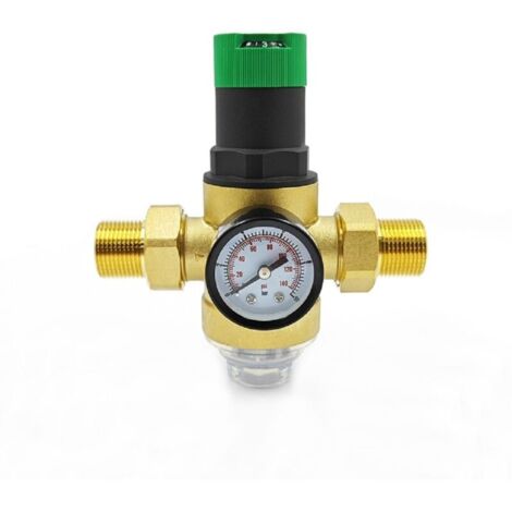 3/4 Pouce Reducteur de Pression Eau, Reducteur de Pression Avec Manometre Pression Eau Et Filtre à Mailles, RéDucteur de Pression D'Eau En pour Robinets D'Irrigation de Jardin de Chauffage au Gaz (1/5)