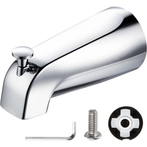 1 bec de baignoire à enfiler avec inverseur, robinet de baignoire de salle de bain, convient aux tubes d'eau en cuivre de 1/2" (diamètre de 5/8"), chrome poli, clé hexagonale de 5/32" (1/5)