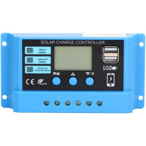 Accessoire Contrôleur de Charge Photovoltaïque PWM 20A avec Double Sortie USB