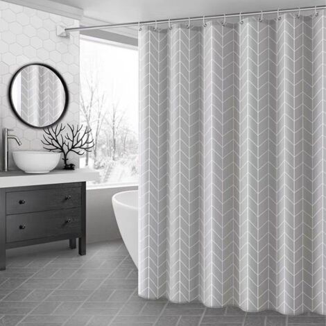 Ensemble Rideau de Douche à Partition - Moderne Abstrait Imperméable et Anti-Moisissure - Tissu Étanche