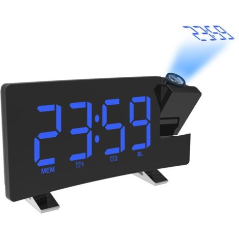 Radio Réveil Projecteur à Grand Écran LED - Horloge Électronique Complète avec Affichage Clair et Projection de l'Heure