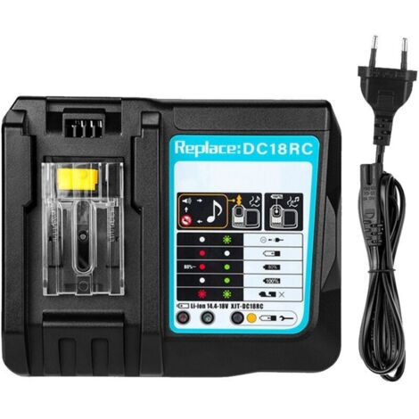 Chargeur rapide DC18RC compatible batteries 14.4V/18V Li-ion - Remplacement pour DC18RD DC18RA - Marque allemande