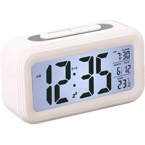 Réveil Numérique avec Rétro-éclairage - Affichage LCD, Moniteur de Température, Alarme Snooze, Horloge Intelligente avec Calendrier
