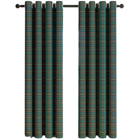 Rideaux Décoratifs à Motif Vichy/Tartan - Style Campagnard à Oeillets - pour Cuisine ou Salon - Lot de 2 Panneaux