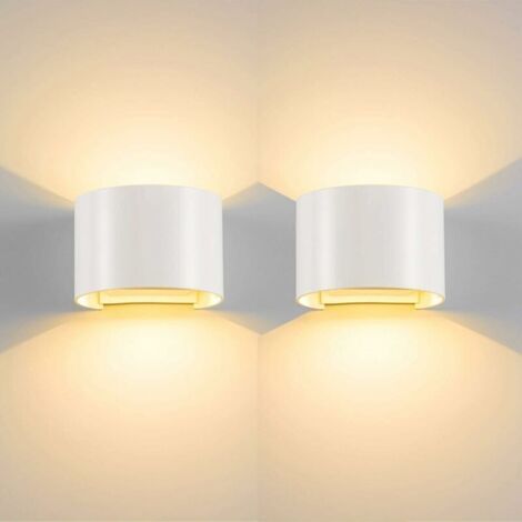Lot de 2 Appliques Murales Intérieur Moderne 12W - Design Up/Down - Blanc Chaud - pour Salon, Chambre, Couloir