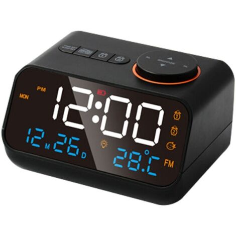 Radio-Réveil Multifonction LED - Timing Musical, Rechargeable, Radio FM - pour la Maison - Noir