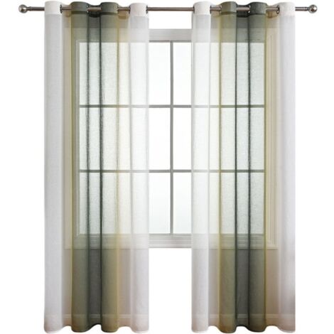 Lot de 2 Rideaux à Oeillets - Texture Dégradée et Transparente - Design Moderne - pour Fenêtre de Salon, Cuisine ou Chambre
