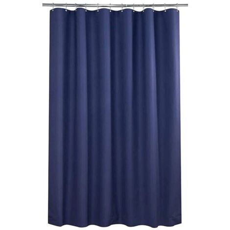 Petit Rideau de Douche d'Angle 36x72 Pouces (91x183cm) - Bleu Marine Demi-Taille - Tissu Étroit pour Décoration Salle de Bain - avec Crochets