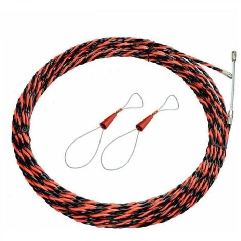 Aiguille de tire-fil électricien 50m – Diamètre 6mm – Polyester torsadé pour conduits encombrés – Tête de guidage à ressort