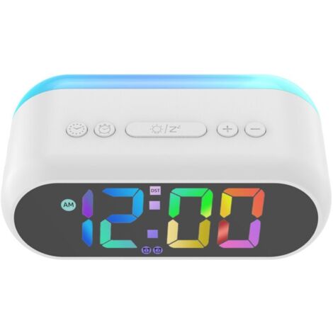 Réveil Numérique Compact Coloré - Fonction Snooze et Luminosité Totalement Réglable - pour Chambre, Chevet, Bureau ou Étagère