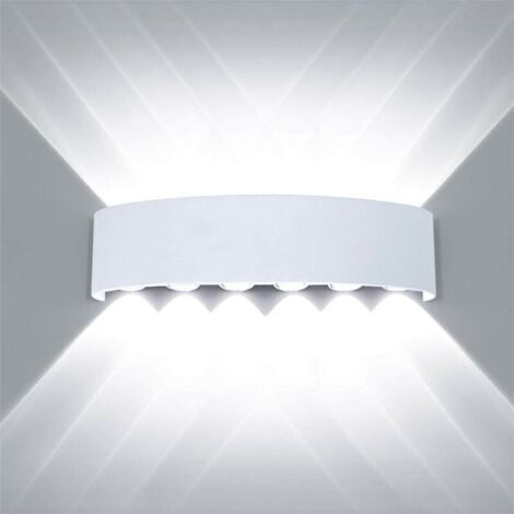 Applique Murale 12 LED Ampoule Aluminium - Blanc Froid Noir - pour Maison, Couloir
