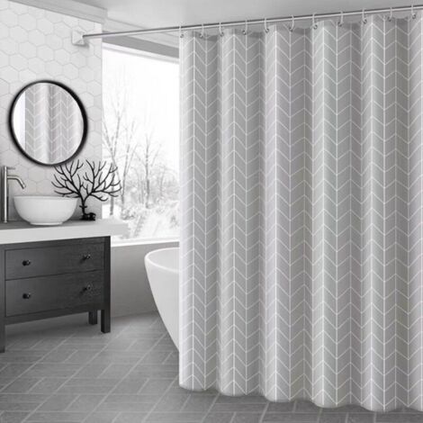 Rideau de Douche Imprimé Océan Abstrait - Design Géométrique - Imperméable - Accessoire Décoratif pour Baignoire - Taille Standard
