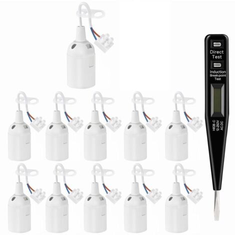 Lot de 11 douilles E27 blanches – 250V 4A avec câble – Plastique haute qualité – Compatible ampoules LED et halogènes - 11Pcs