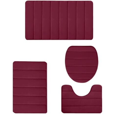 Ensemble de 4 Tapis de Bain en Mousse à Mémoire - Confortables, Universels, Très Absorbants et Antidérapants, Lavables Facilement et Sèchent Vite - Couleur Foncé, Cadeau pour Femmes