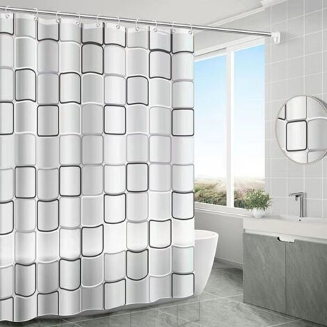 Rideau de Douche Blanc - Doublure Intérieure Amovible et Lavable - pour Salle de Bain et Hôtel