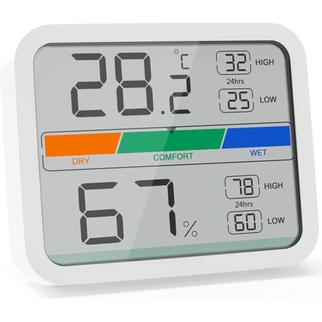 Thermomètre intérieur numérique – Moniteur de température et d'humidité – Plage de -9℃ à 60℃ – Indicateur de confort de l'air