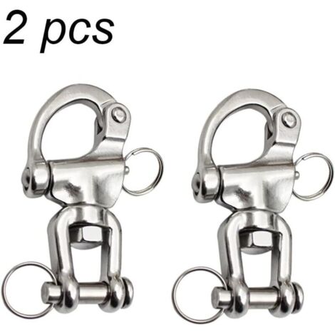 Mousqueton pivotant en acier inoxydable 316 – Charge maximale adaptée pour cordage de spi – Goupille à dégagement rapide – Dimensions 70 mm