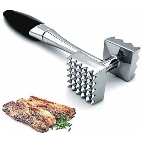Attendrisseur de Viande en métal - Prise en main Durable et Confortable - Double Face - Marteau à Viande idéal pour le boeuf, la volaille, le porc et le poisson (1/5)