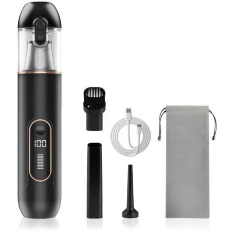 Aspirateur à main sans fil 13000 Pa, mini design pour auto, PC, canapé et maison. Nettoyage des fissures, fonction soufflage, batterie 1800 mAh.