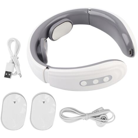 Masseur cervical à impulsions électriques - Soulagement douleurs nuque et épaules - Instrument physiothérapie - Blanc