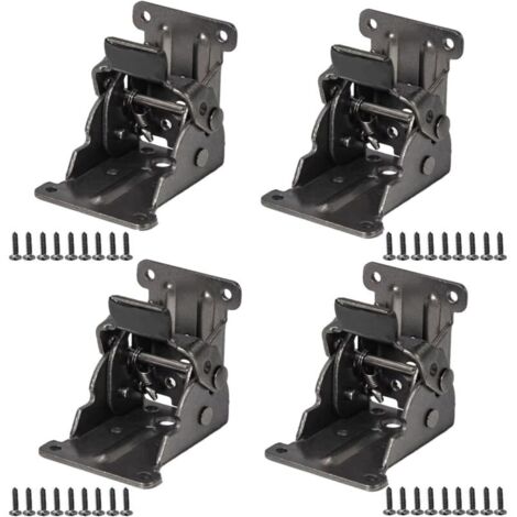 Charnière pliante autobloquante 4 pièces – Tôle d'acier inoxydable – Angle de pliage 0-90° – Charge élevée – Vis de montage incluses