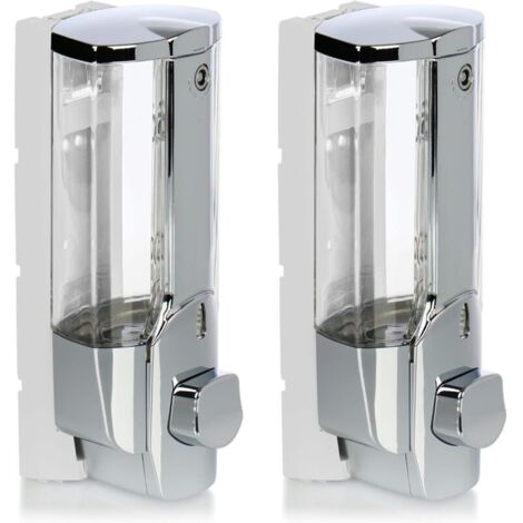 Distributeur de savon mural 2X rechargeable – Capacité 380 ml – Dimensions 19x8,5x7,5 cm – Pour gel douche et shampoing