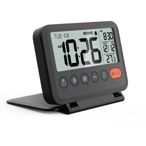 1 Pièce - Réveil de Voyage Multifonction Portable et Pliable - Noir