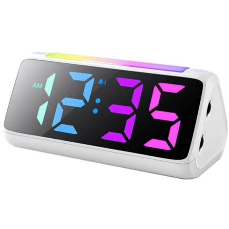 Horloge-Réveil Enfant Digitale et Lumineuse - Écran Coloré, Intensité Lumineuse Réglable, Alimentation/Recharge par USB - Conçu pour Accompagner le Réveil des Enfants en Douceur