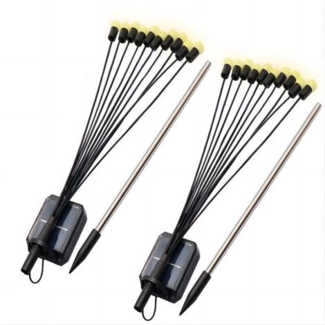 Lampes Lucioles Solaires - Lot de 2 - 8 LEDs - Décoration Paysagère pour Jardin, Allée - Étanches