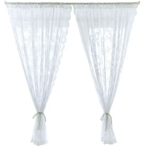 Rideau en Dentelle de Gaz Blanc (Gauze) - pour Chambre ou Salon - 1 Panneau 30x40 Pouces (76x102cm) - à Poche pour Tringle