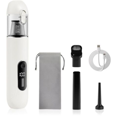 Aspirateur à main sans fil 13000 Pa, mini design pour auto, PC, canapé et maison. Nettoyage des fissures, fonction soufflage, batterie 1800 mAh.