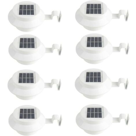 Lot de 8 Appliques Murales Solaires Blanches - pour Gouttière, Allée, Escalier, Toit, Jardin, Cour