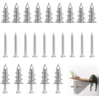 Kit de 25 Pcs Cheville Plaque de Platre en Alliage de Zinc Cheville à Expansion Placo avec 25 Vis Placoplatre Fixer Cheville Placo Universelle pour Mur Cloison Sèche Etagères Salles de Bain