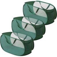 Panier a Linge Pliable, 3 Pièces Pop-Up Panier Linge Pliable, Paniers à Linge Pliables, En Maille Filet Panier Linge, Panier à Linge Pliable Avec Poignée Pour Chambre, Chambre D'enfant Et Voyage,Vert