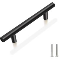 Lot de 10 Poignee de Meuble Cuisine,Poignée Meuble Noir en Acier Inoxydable Poignet de Porte Cuisine Noire Entraxe 128mm Poignet Tiroir Poignée de Placard