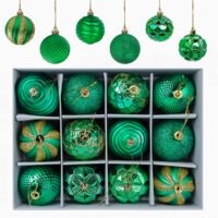 Boules de Noël, 12 pièces Boules d'arbre de Noël Boules de Noël, Décorations d'arbre de Noël Mat et Brillant Boules d'arbre de Noël Scintillantes ∅ 6CM (Vert)
