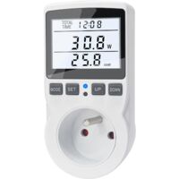 Wattmètre Prise Compteur d'Énergie, Consommation d'Énergie avec 11 Modes, Écran LCD Rétroéclairé, Compteur d'Énergie Électrique pour Économie d'Energie, Surcharges de Protection, 3680W