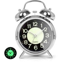 Horloge de Bureau Créative pour Enfant Silencieuse - Aiguilles Lumineuses - à Quartz - Noir Lumineux
