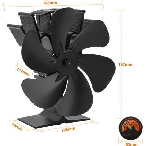 Ventilateur de poêle à bois, 5 pales, silencieux, ... – Grandado