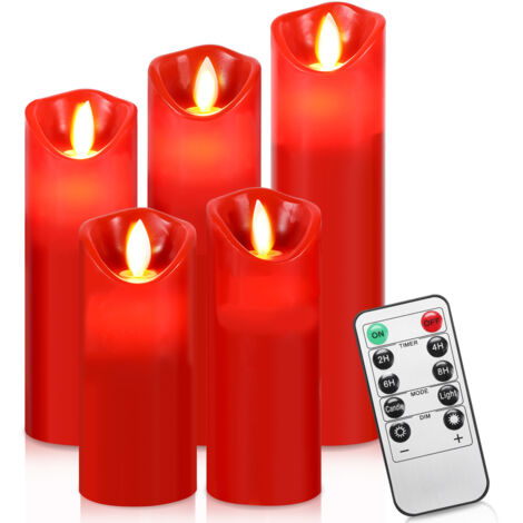 TolleTour Bougies à LED Lot de 10 Bougies LED décoratives Bougie sans Flamme de avec télécommande à 10 Touches Flamme LED Clignotante rouge (1/5)
