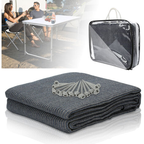 Tapis De Tente Extérieur 250x400CM, Tapis De Sol Respirant Pour Camping-car Et Auvent Noir
