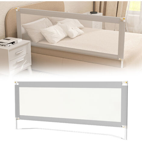 Barrière Lit Réglable 40-60cm Barrière De Lit Bébé Kuro-sagol - Protection Anti-chute Réglable 40-60 Cm - Gris 200 Cm Barrières De Lit