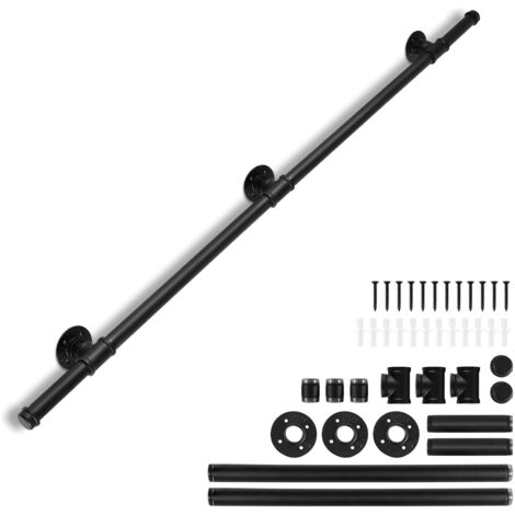TolleTour Rampe Escalier Murale 150cm Main Courante Acier Carbone Garde-Corps Supports Muraux pour Enfants Personnes Âgees Interieur Exterieur