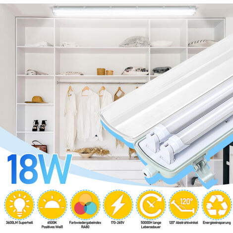 Lot De 2 Réglette Led Étanche 120Cm, Plafonnier Exterieur Led 40W 4800Lm Blanc Froid 6500K, Neon