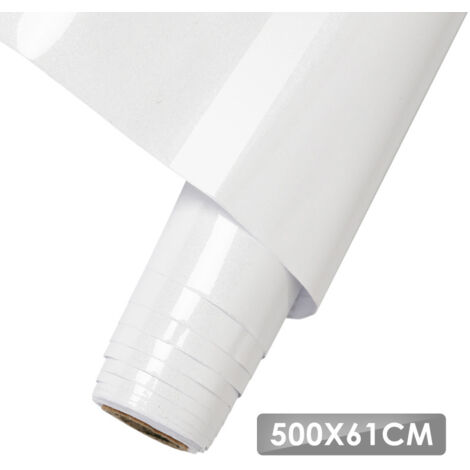 TolleTour 2x Papier Adhesif pour Meuble 61X500cm Film Vinyle Autocollant Pour Meubles Armoires Murs Chambres à Coucher Imperméable DIY Décoratif Papier Peint-Blanc (1/5)