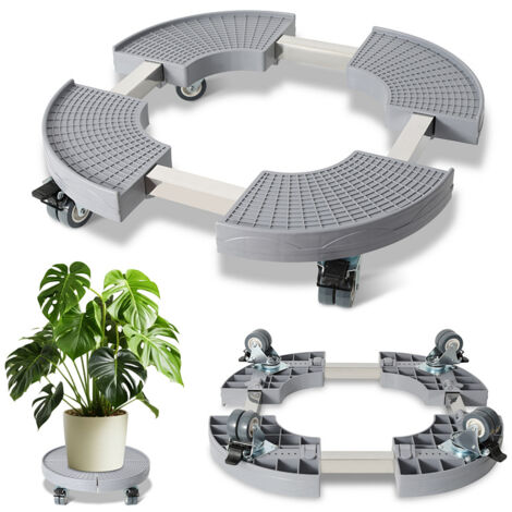 TolleTour Rouleau à plantes rond Ø38-54 cm réglable, gris, chariot à roulettes 360°, capacité 200 kg (1/5)