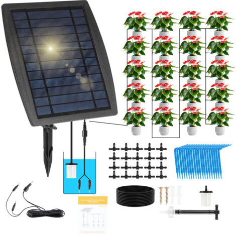 TolleTour Système d’irrigation solaire automatique des plantes, kit d’arrosage goutte à goutte sans robinet, alimentation par réservoir pour jusqu’à 20 plantes